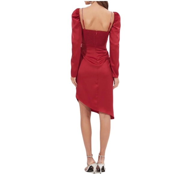 ASTR THE LABEL Fuschia NWT Claudina Womens Rouched Embellished Midi Dress Small - Picture 7 of 10